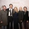 Brady Corbet, Lewis Pullman, Amanda Seyfried, Mona Fastvold, Tim Blake Nelson en Christopher Abbott op de 'special screening' in het Crosby Hotel op 9 december 2025 in New York City.